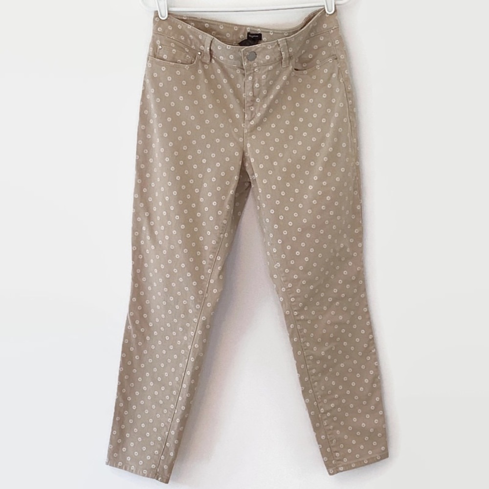 Ann Taylor Jeans Womens 10 Beige White Curvy Floral Stretch